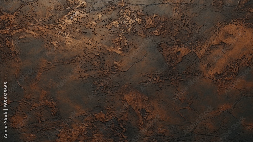 Poster a detailed view of a metal surface covered in rust. this image can be used to depict decay, deterior