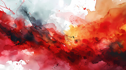 abstract art with dominant red watercolors in an expressive design, background, wallpaper
