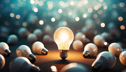 Foto op Plexiglas glowing bulb idea uniqueness leadership and different concept © Makayla