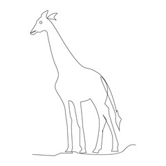 Giraffe one line continuous outline vector art drawing and simple minimalist design