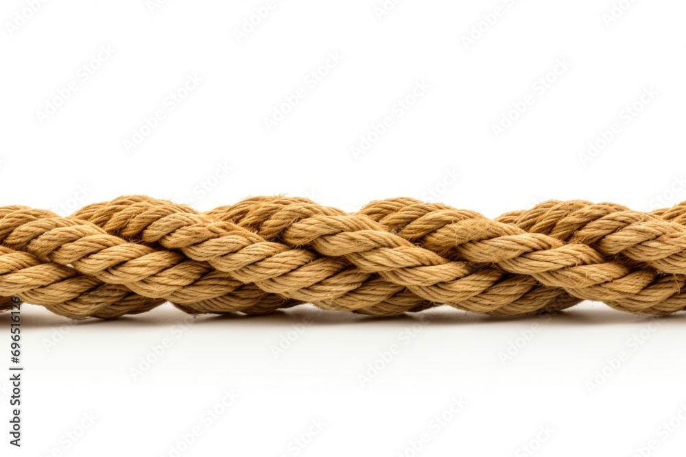 Poster A detailed view of a rope resting on a smooth white surface. This versatile image can be used in various contexts