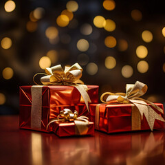 red and Gold beautiful christmas gifts with a bow in 9d06940e-24cc-43c9-a680-f1c24be21594 3