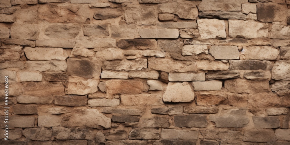 Poster A picture of a stone wall with a clock on top. This versatile image can be used to represent time management, history, or as a decorative element in various designs
