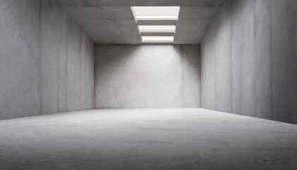 abstract empty modern concrete room with wide groove or trench in the floor and soft light...