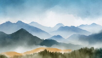 mountain background minimal landscape art watercolor digital generative ai