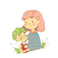 Ilustración de niño con su madre.