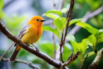 Fototapeta premium Exotic Birdwatching: Spotting A Bird With Gorgeous Peachy-Orange Plumage In Its Natural Habitat