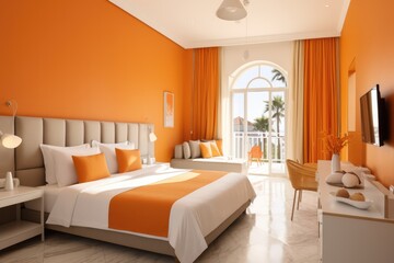 Chic Room With Peachyorange Decor And Ambiance For Boutique Hotel