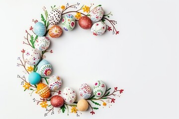 Fototapeta na wymiar Colorful Easter Egg Frame: Festive Decorative Aesthetic