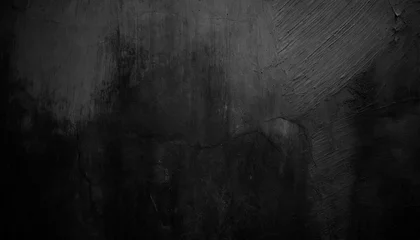 Fotobehang black background of natural paintbrush stroke textured cement or stone old horror cement texture grunge scary background wall concrete old black © Makayla