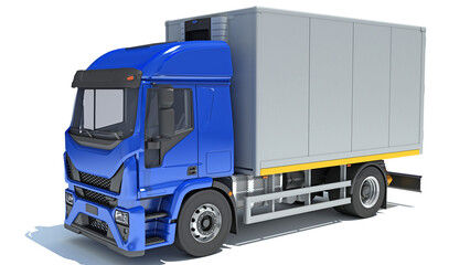 Transporter Box Truck 3D rendering on white background