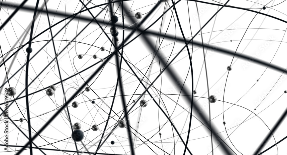Aufkleber Futuristic geometric double data flow background with connecting dots and lines. Abstract digital