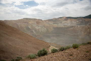 Kennecott Bingham Copper Mine in Salt Lake City, Utah.  A large 24/7 copper mine operating in the Southwest of the United States.  Has been in operation for over 120 years.
