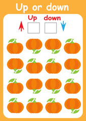Up or down. Directions for children. Logic game. Spatial orientation. Study sheet.