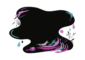 Abstract background for text design. Brush and multi-colored strokes and drops of paint. Art, vector illustration with isolated background.	