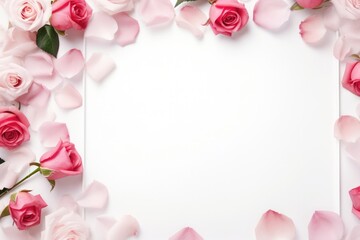 Valentines Day Frame, Romantic Frame With Hearts And Roses