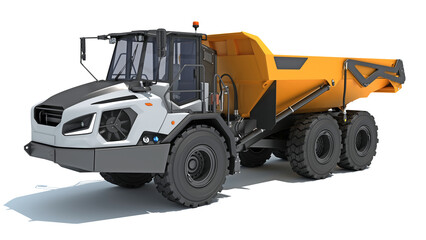 Naklejka premium Articulated Mining Truck 3D rendering on white background