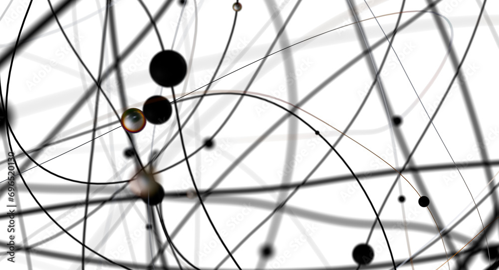 Poster Futuristic geometric double data flow background with connecting dots and lines. Abstract digital