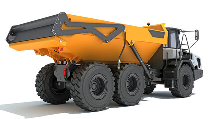 Articulated Mining Truck 3D rendering on white background