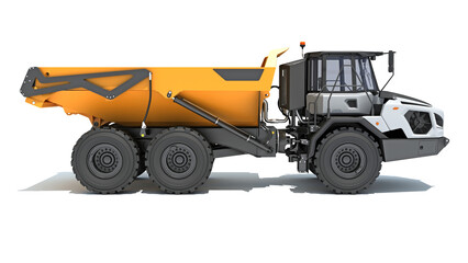 Articulated Mining Truck 3D rendering on white background - obrazy, fototapety, plakaty