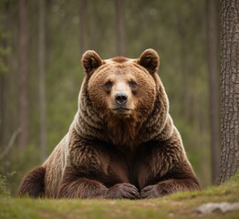 Fototapeta premium Brown bear in the forest. Wildlife scene from nature. Animal portrait