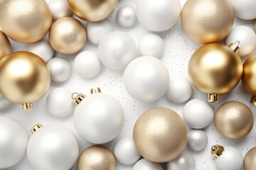 Fototapeta na wymiar White and gold Christmas ornaments, perfect for adding a touch of elegance to your holiday decor