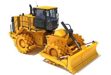 Fototapeta premium Soil Compactor 3D rendering on white background