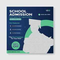 free vector school admission social media poster template  