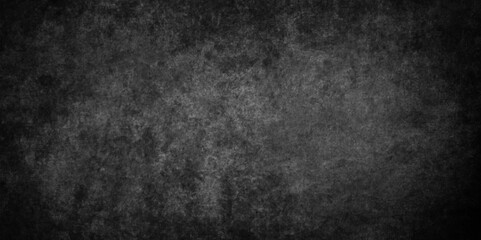 Fototapeta na wymiar dark black grunge textured blackboard or chalkboard, monochrome slate grunge concrete wall or plaster, distressed overlay concrete asphalt texture, grainy old distressed grunge background in black.