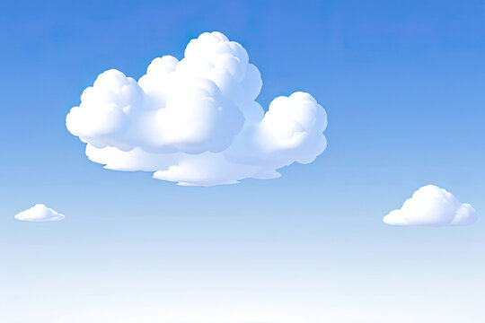clean white cloud with blue sky backgrounds 3d style