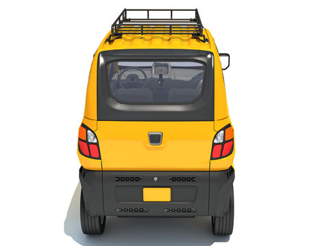 Auto Mini Taxi 3D rendering on white background