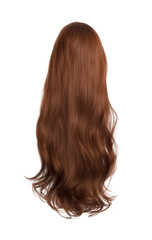 Long Brown Hair - Back View - Full View - Viewed from the back with nobody visible - Isolated transparent PNG background - Glamour Brunette hair - Wavy Straight Long Auburn colored brown Hairstyle