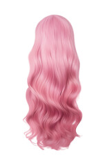 Fototapeta premium Long Pink Hair - Back View - Full View - Viewed from the back with nobody visible - Isolated transparent PNG background - Glamour pink hair - Wavy Straight Long Hairstyle