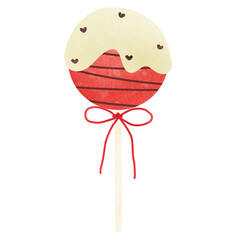 Naklejka premium Watercolor valentine cake pops, Dessert Love Clipart