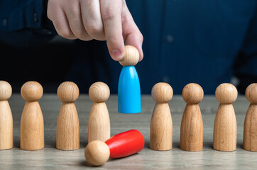 Change of employees on staff. Replacing an old worker with a more loyal or productive one. Human resources and HR policy. Installing a subservient leader, easily influenced