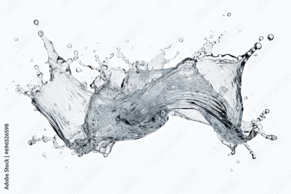 Poster A simple image of a water splash on a clean white surface. This versatile picture can be used in various design projects