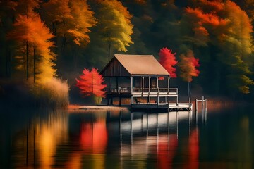 Fototapeta premium houses on the river