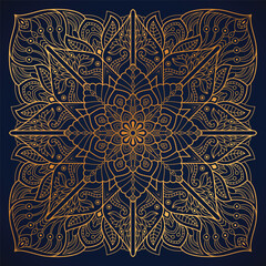 Elegant ornamental Golden square Mandala Ornament Pattern design vector illustration on dark background	