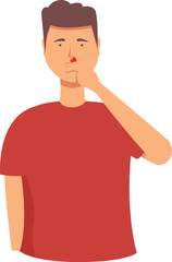 Nosebleed health icon cartoon vector. Sad disease bleed. Face nose