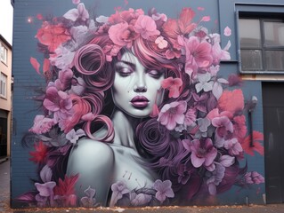 Large Grafity street art painting of a mysterious woman