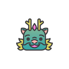 Grinning dragon face emoji filled outline icon