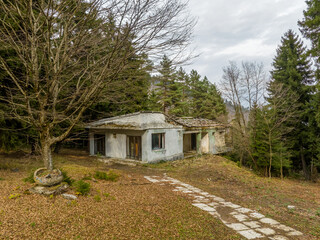 Aerial view of abandoned Composers House in Borjomi, Georgia 2023