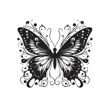 Whimsical Butterfly Silhouette - Intricate Wings Ready for Design Inspiration
