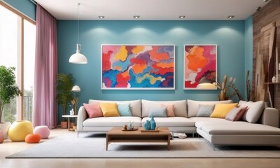 modern creative living room interior design backdrop ideas concept house beautiful background elevation of sofa with decorative photo paint frame full wall background