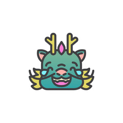 Fototapeta premium Laughing Dragon Face Emoticon filled outline icon