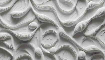 abstract 3d white background organic shapes seamless pattern texture wavy lines