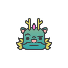Fototapeta premium Dragon Face with Raised Eyebrow filled outline icon