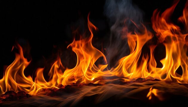 fiery flames on a black background