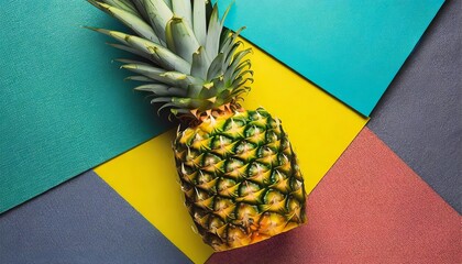 sliced pineapple colorful style pop art background design wallpaper