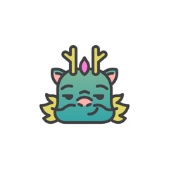Smirking Dragon Face Emoticon filled outline icon